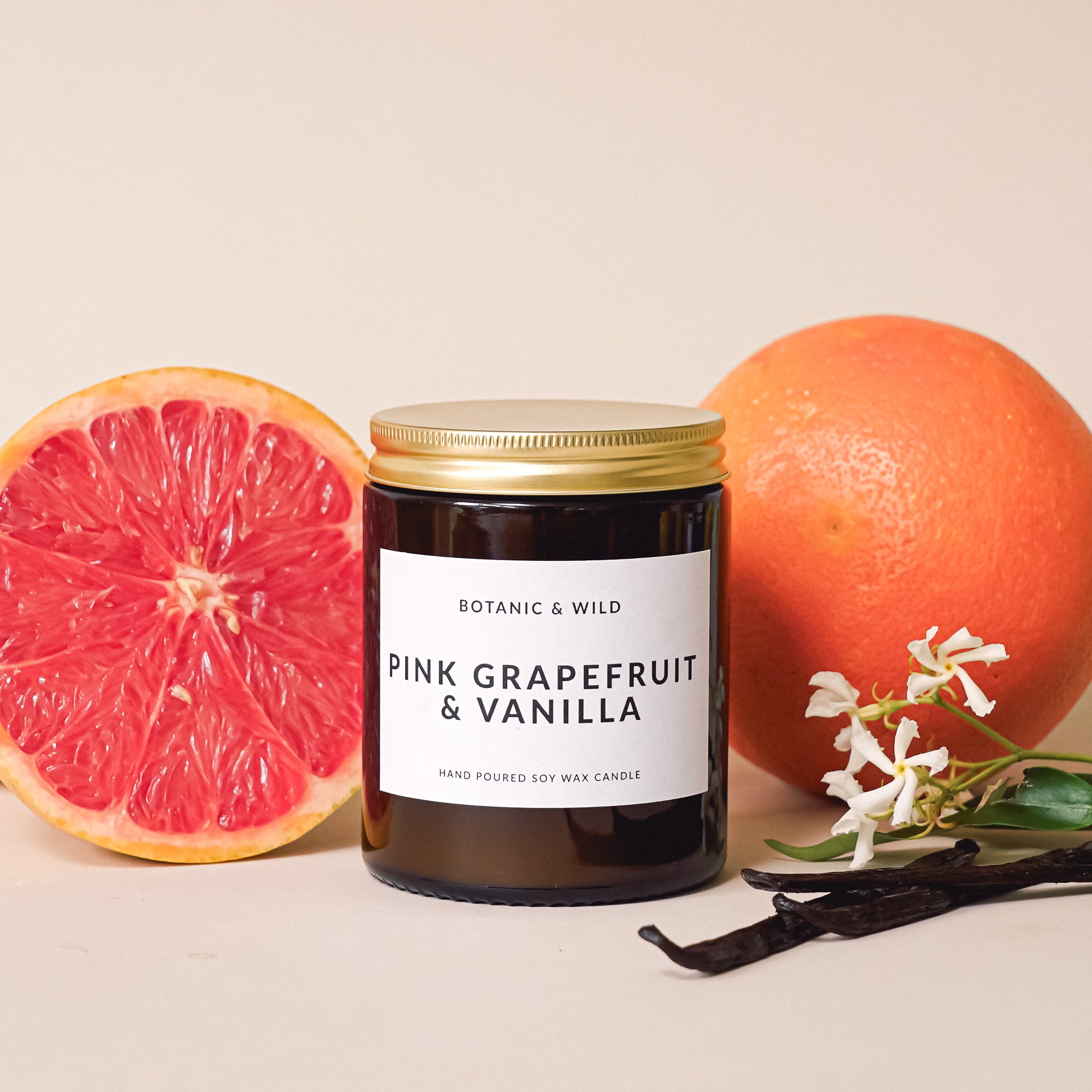 PINK GRAPEFRUIT & VANILLA Scented Soy Candle